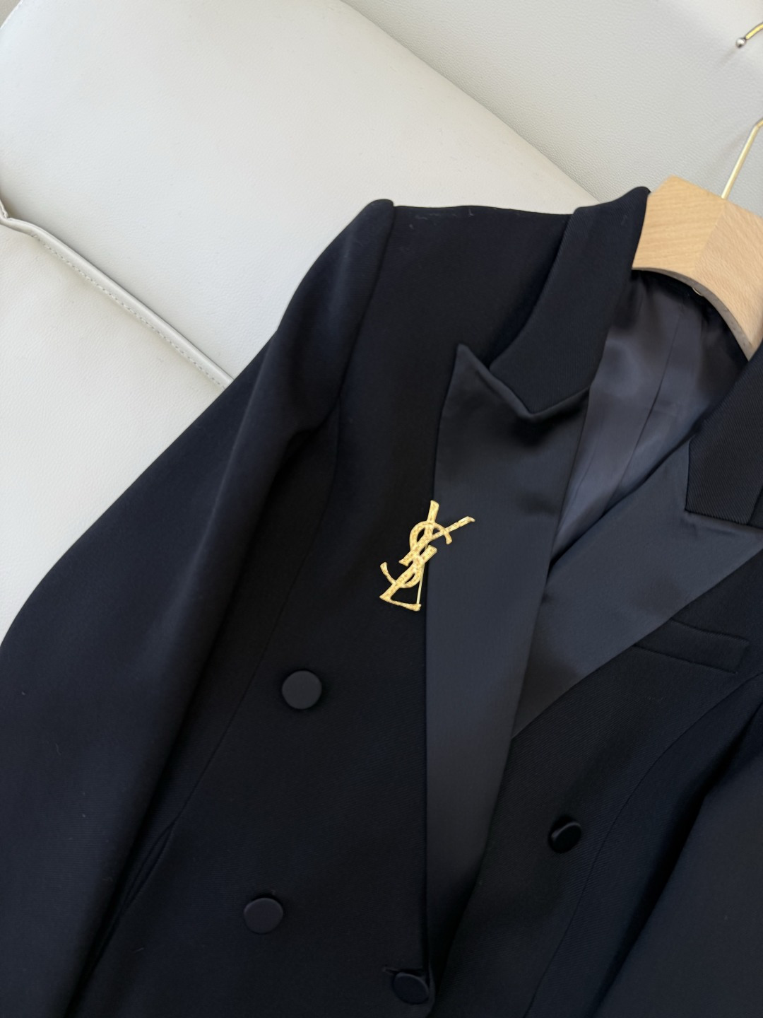 XZ0147#新款外套💕YSL 超级大爆款 长款41% 羊毛 西装料长袖外套 黑色 SMLXL