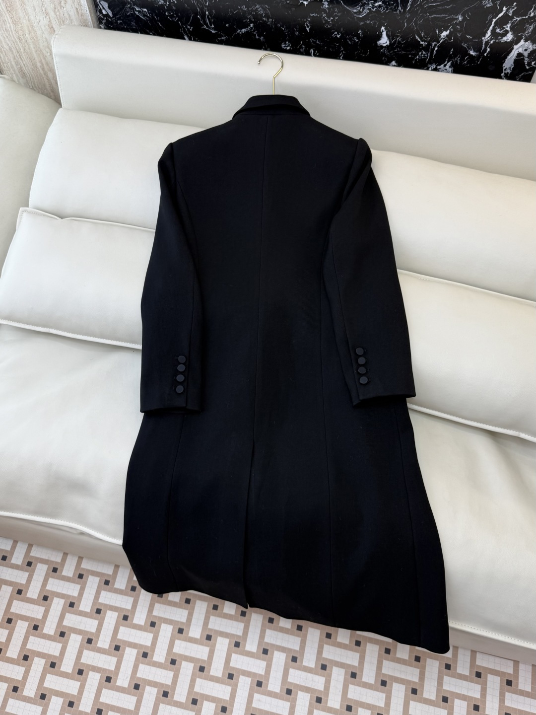 XZ0147#新款外套💕YSL 超级大爆款 长款41% 羊毛 西装料长袖外套 黑色 SMLXL
