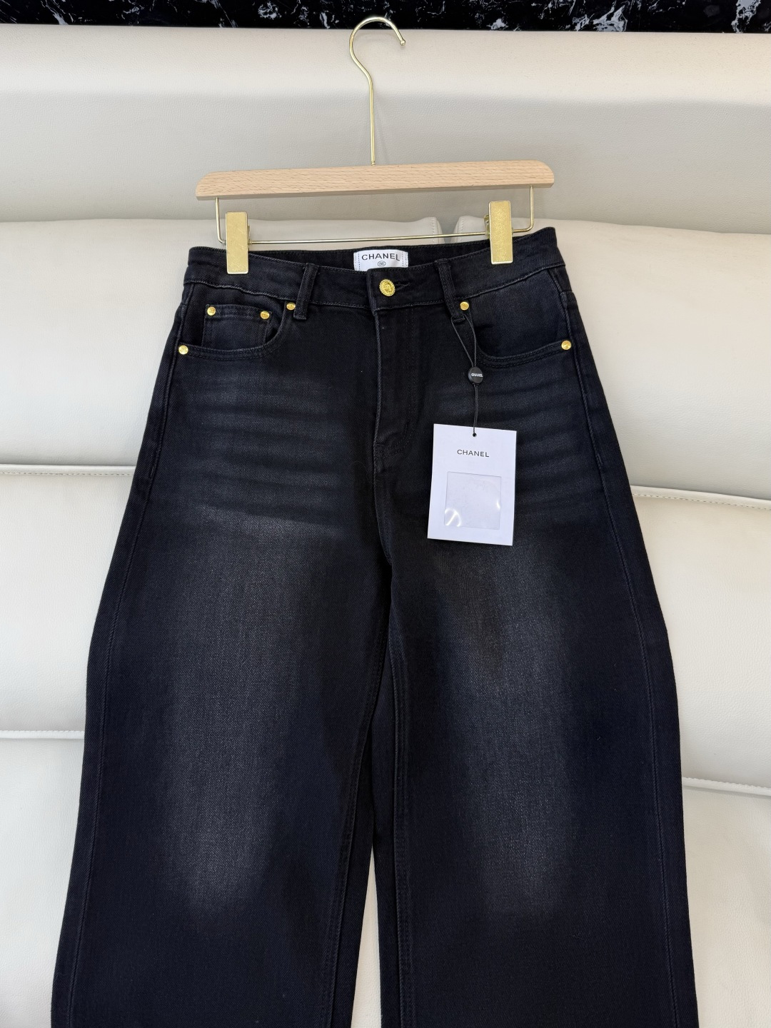 新款牛仔裤💕chanel 牛仔长裤 黑色 蓝色 SMLXL