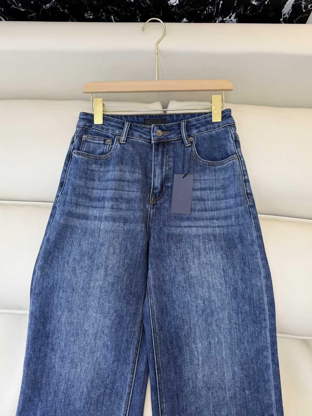 新款牛仔裤💕PRADA 三角标 水洗 牛仔长裤 蓝色 黑色 SMLXL