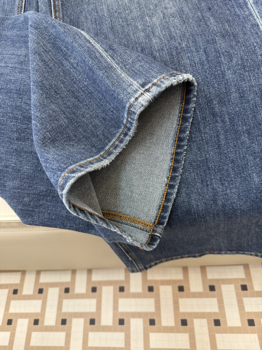 新款牛仔裤💕PRADA 三角标 水洗 牛仔长裤 蓝色 SMLXL