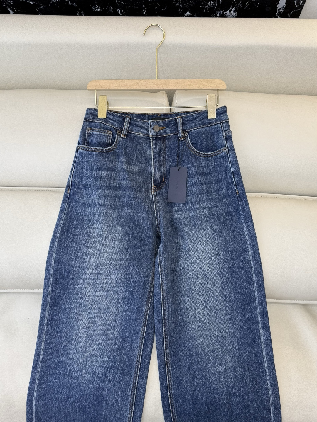 新款牛仔裤💕PRADA 三角标 水洗 牛仔长裤 蓝色 SMLXL