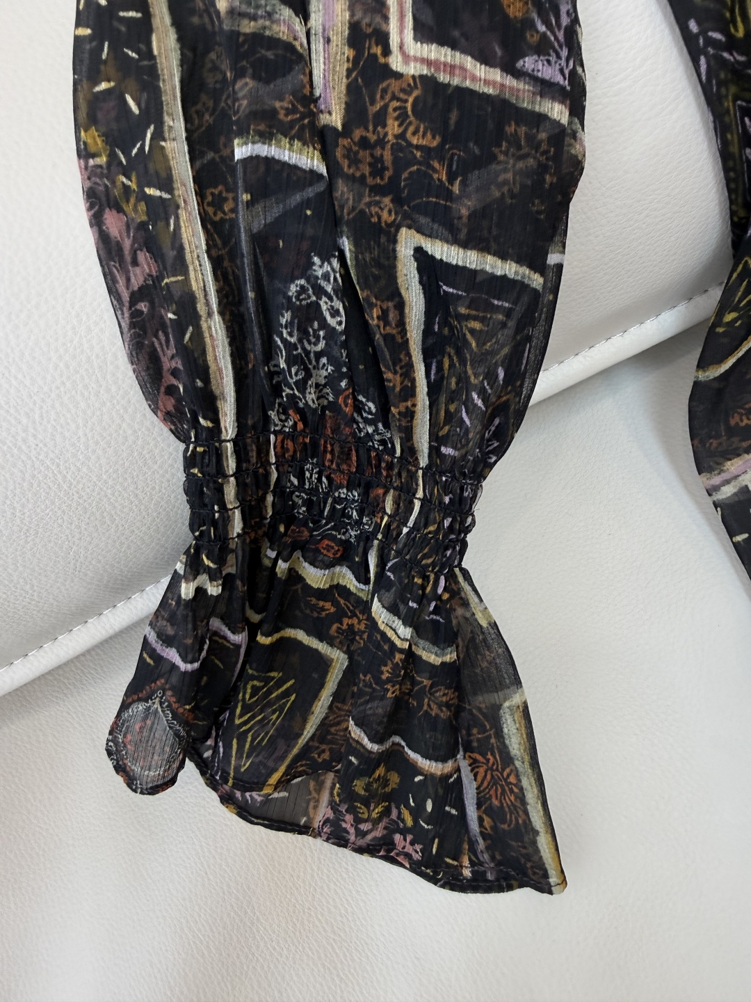 XF047#新款衬衫💕几何图腾印花长袖上衣 SMLXL