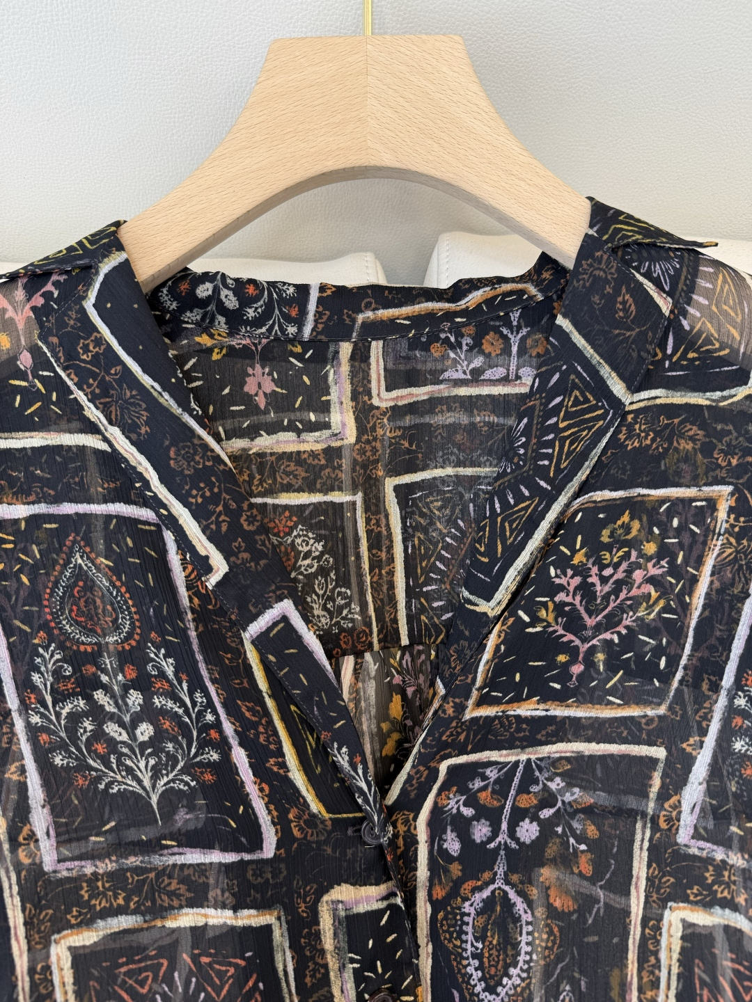 XF047#新款衬衫💕几何图腾印花长袖上衣 SMLXL