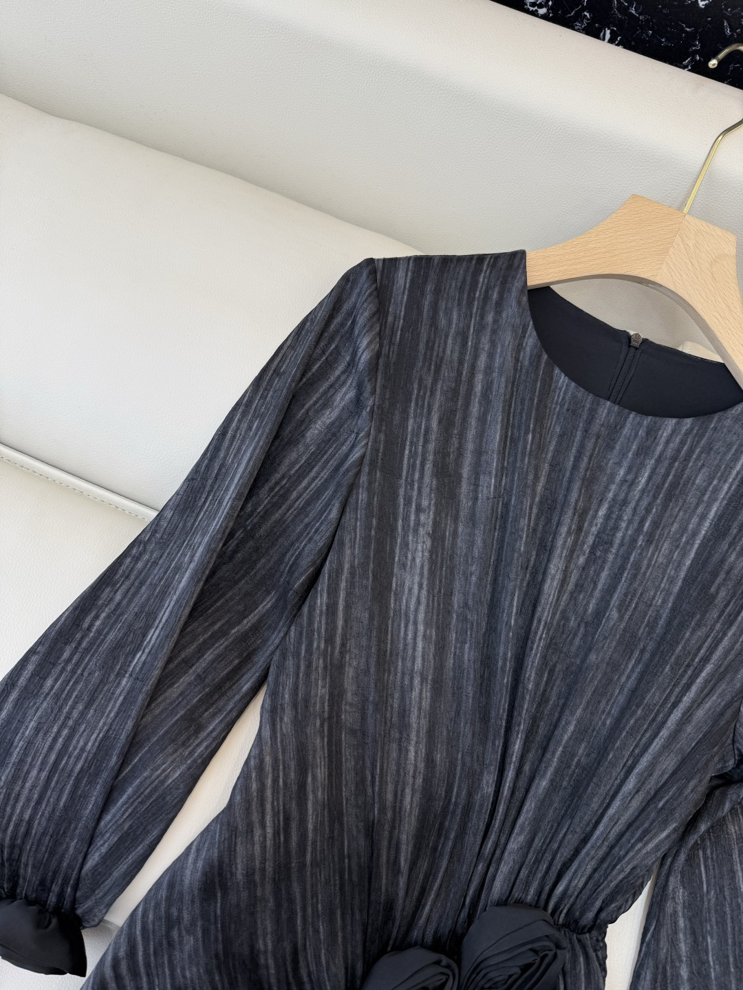 XF046#新款连衣裙💕鎏金岁月 显瘦长袖 连衣裙 黑色 咖色 SM LXL