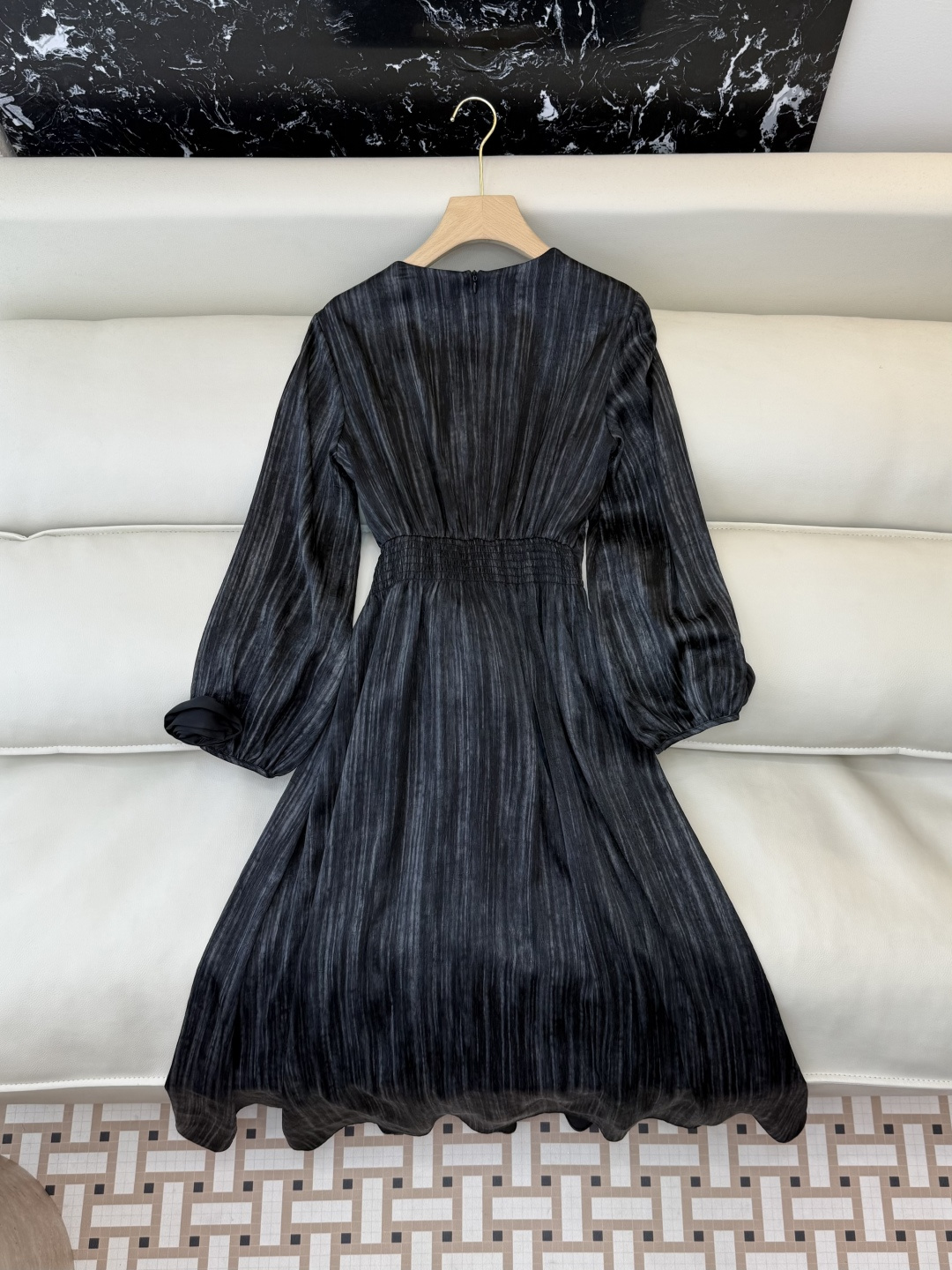 XF046#新款连衣裙💕鎏金岁月 显瘦长袖 连衣裙 黑色 咖色 SM LXL