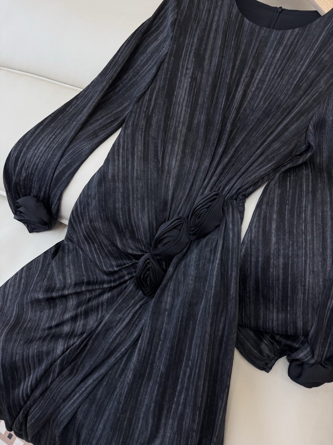 XF046#新款连衣裙💕鎏金岁月 显瘦长袖 连衣裙 黑色 咖色 SM LXL