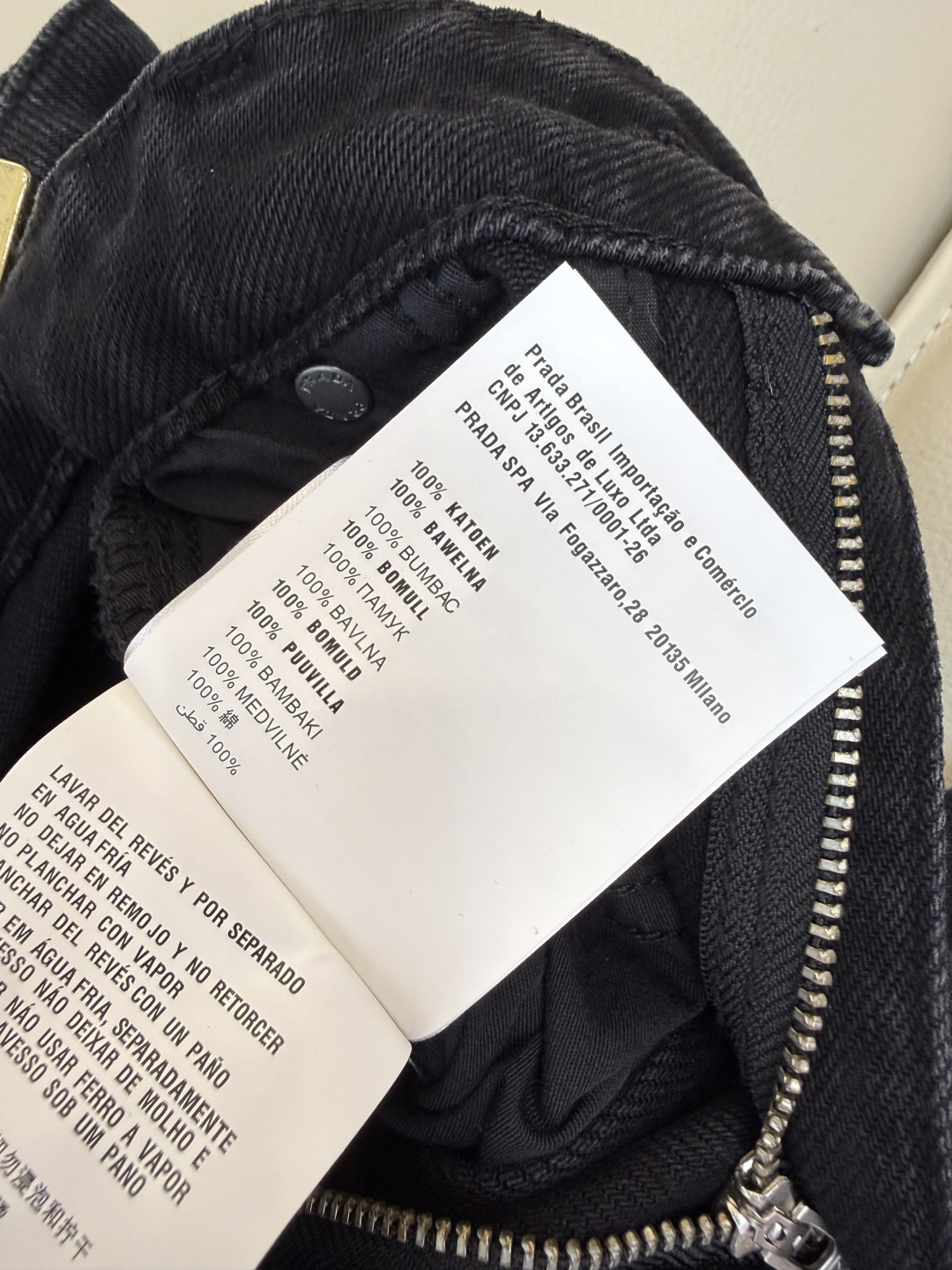 新款牛仔裤💕PRADA 三角标 水洗 牛仔长裤 蓝色 黑色 SMLXL
