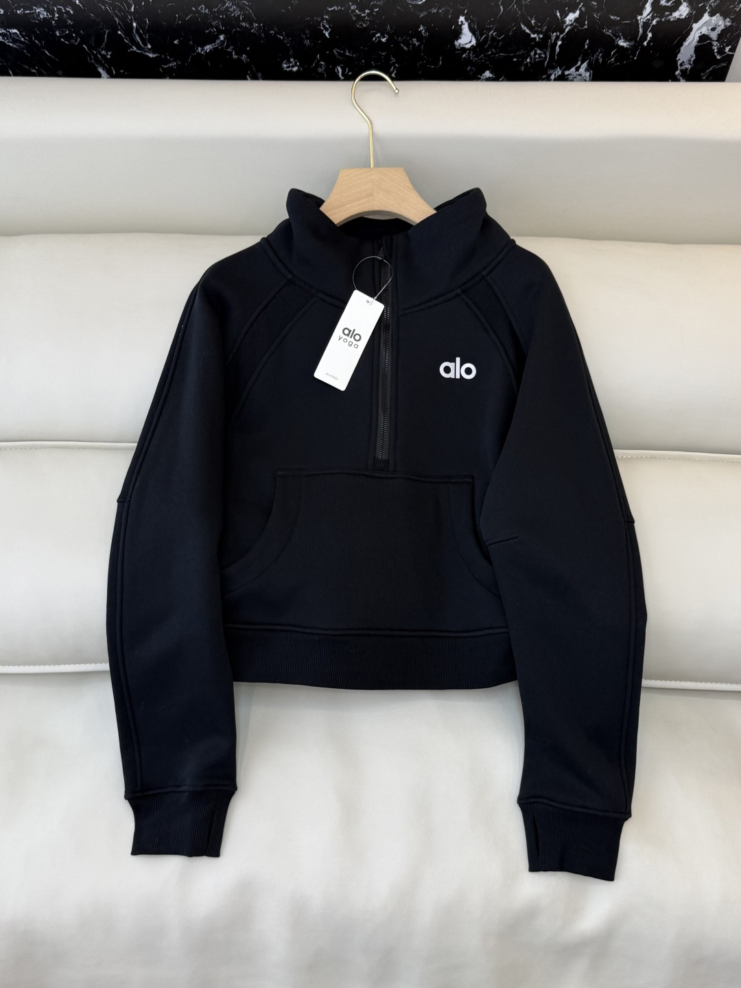 新款套装💕Alo 加绒卫衣➕长裤套装 黑色 灰色 米色 粉色 SMLXL