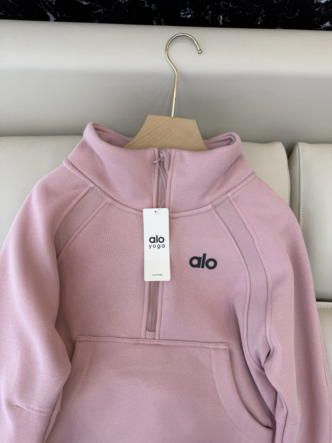 新款套装💕Alo 加绒卫衣➕长裤套装 黑色 灰色 米色 粉色 SMLXL