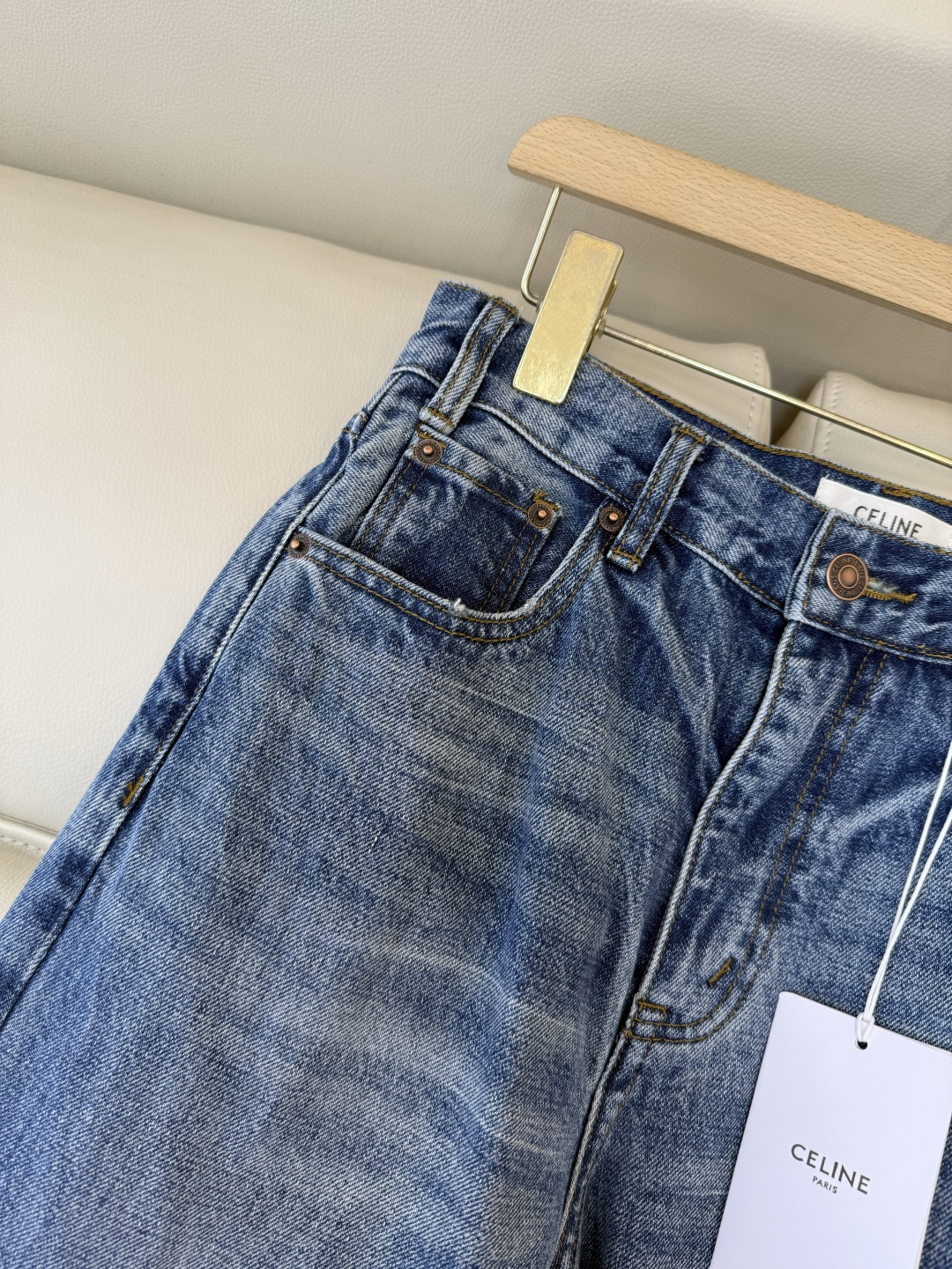 CK040#牛仔裤新款💕Celine 显瘦显腿长 弹力棉 牛仔裤 蓝色 S-XL