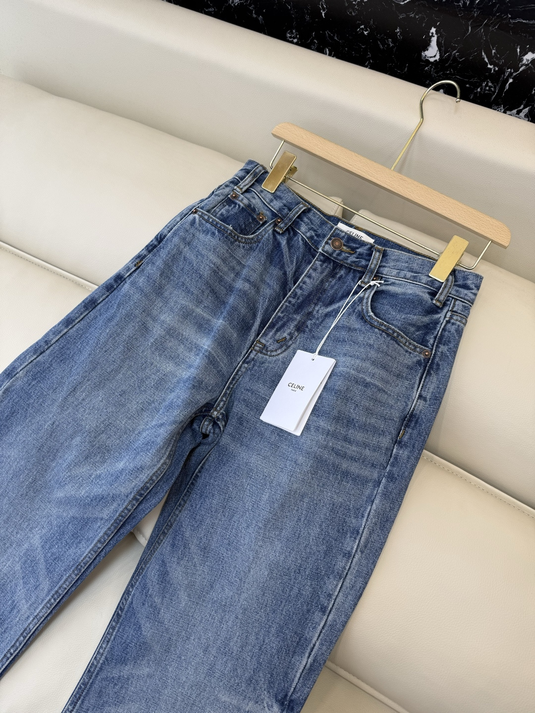 CK040#牛仔裤新款💕Celine 显瘦显腿长 弹力棉 牛仔裤 蓝色 S-XL