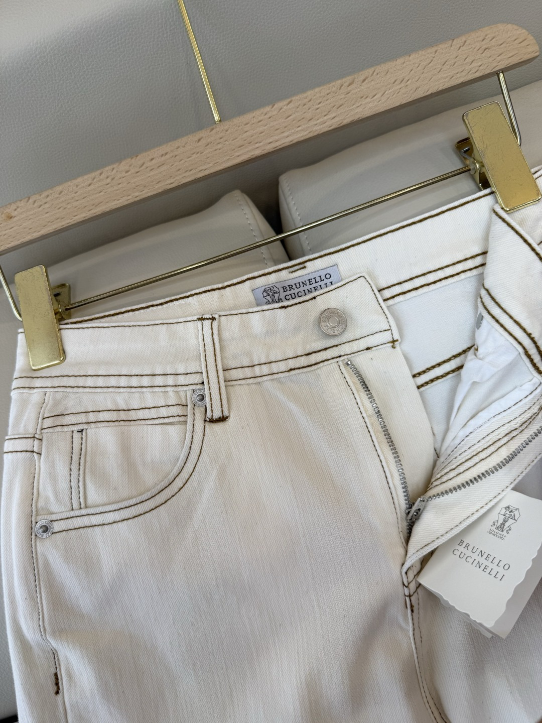 CK039#牛仔裤新款💕BC 明线设计 显瘦显腿长水洗棉 牛仔裤 白色 S-XL