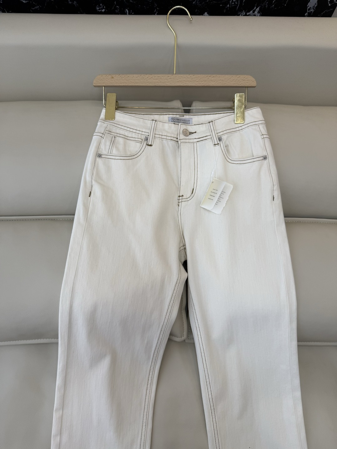 CK039#牛仔裤新款💕BC 明线设计 显瘦显腿长水洗棉 牛仔裤 白色 S-XL