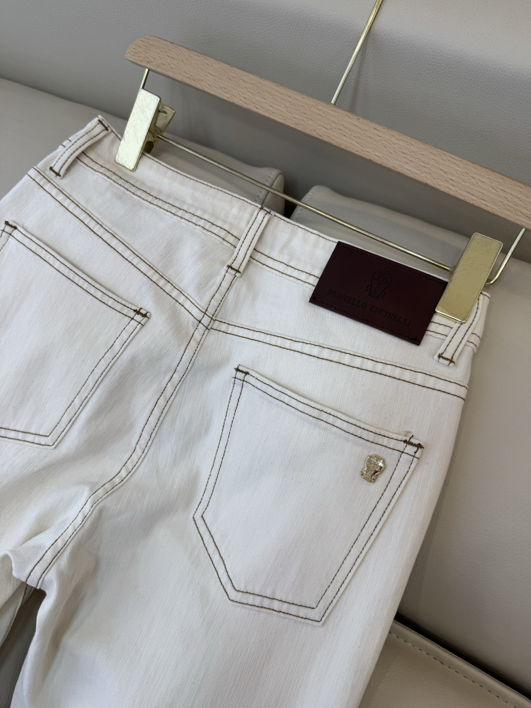 CK039#牛仔裤新款💕BC 明线设计 显瘦显腿长水洗棉 牛仔裤 白色 S-XL