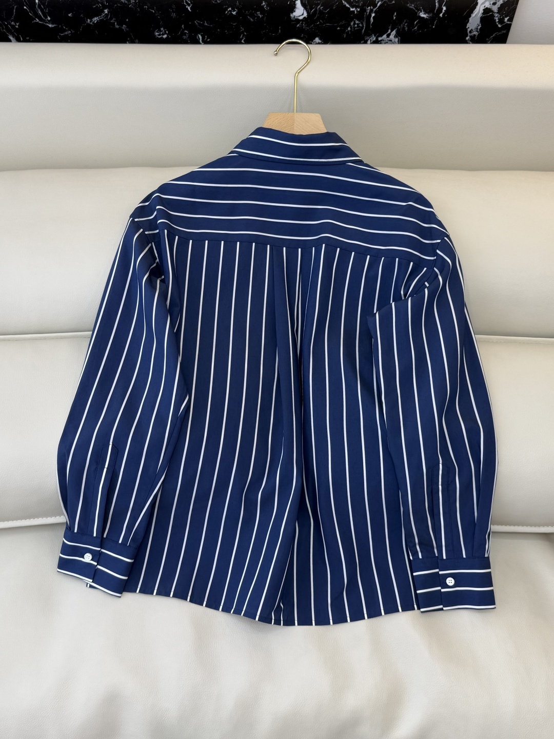 QD7974#新款衬衫💕BC 条纹对格 长袖链条衬衫 蓝色 红色 SMLXL