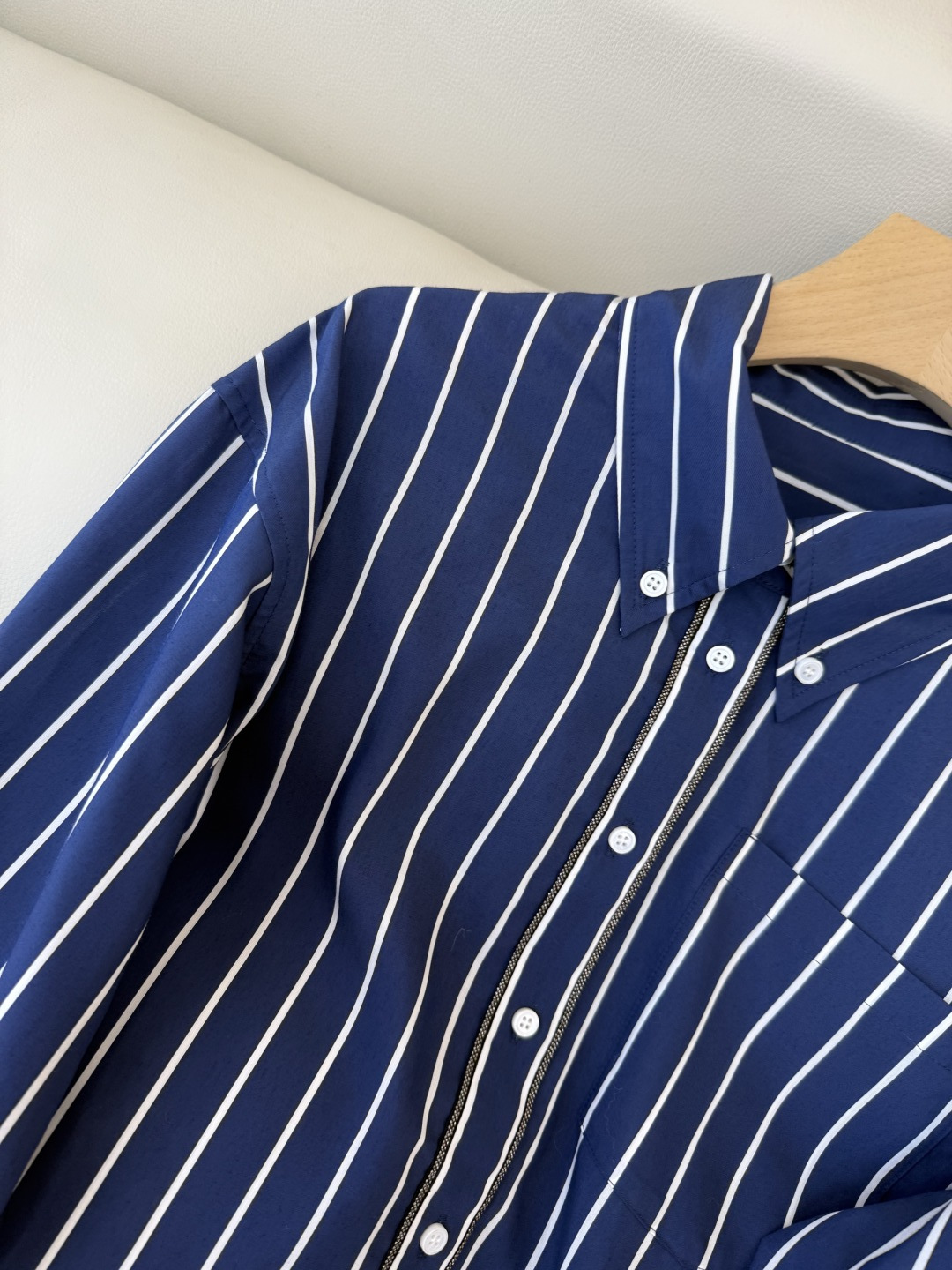 QD7974#新款衬衫💕BC 条纹对格 长袖链条衬衫 蓝色 红色 SMLXL