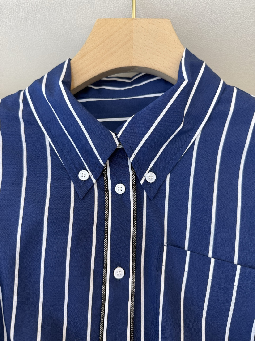 QD7974#新款衬衫💕BC 条纹对格 长袖链条衬衫 蓝色 红色 SMLXL