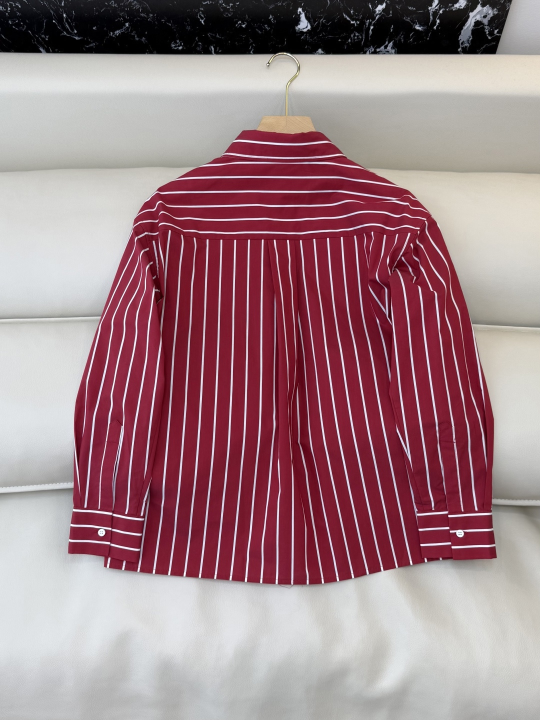 QD7974#新款衬衫💕BC 条纹对格 长袖链条衬衫 蓝色 红色 SMLXL