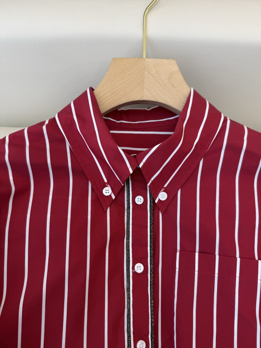 QD7974#新款衬衫💕BC 条纹对格 长袖链条衬衫 蓝色 红色 SMLXL