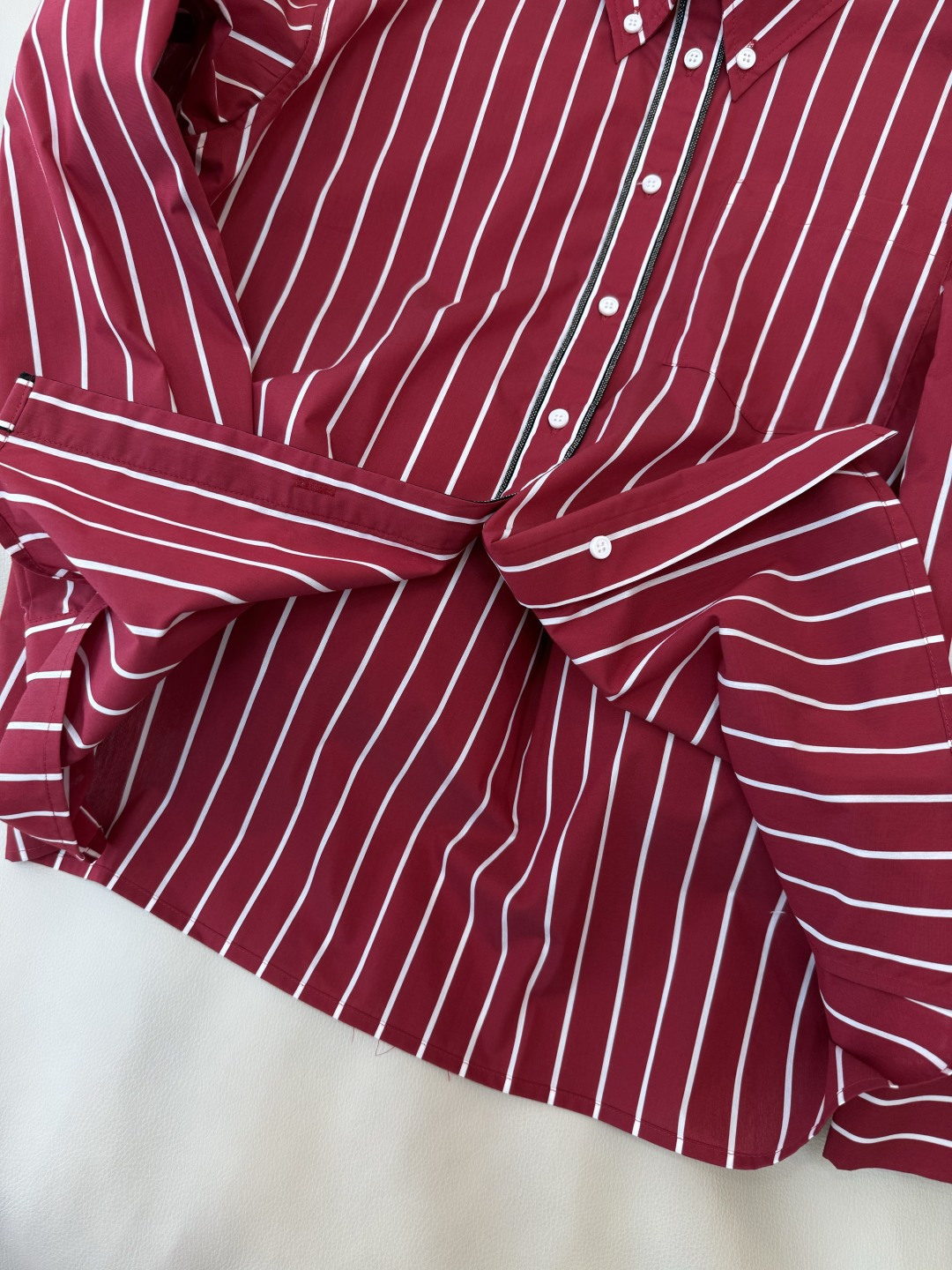 QD7974#新款衬衫💕BC 条纹对格 长袖链条衬衫 蓝色 红色 SMLXL