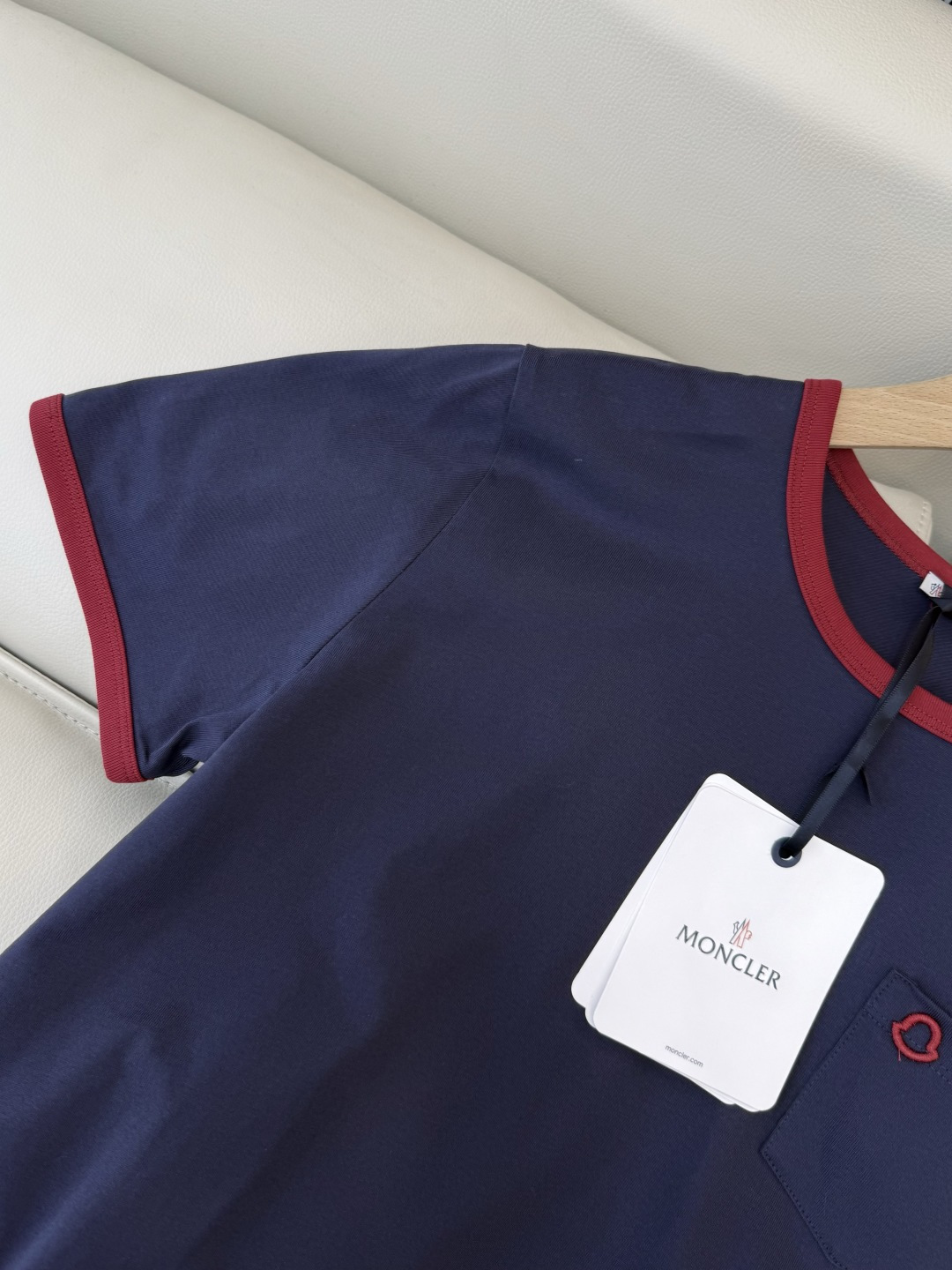QG0136#新款T恤💕moncler 绣标logo 短袖T恤 米色 藏青色 SML
