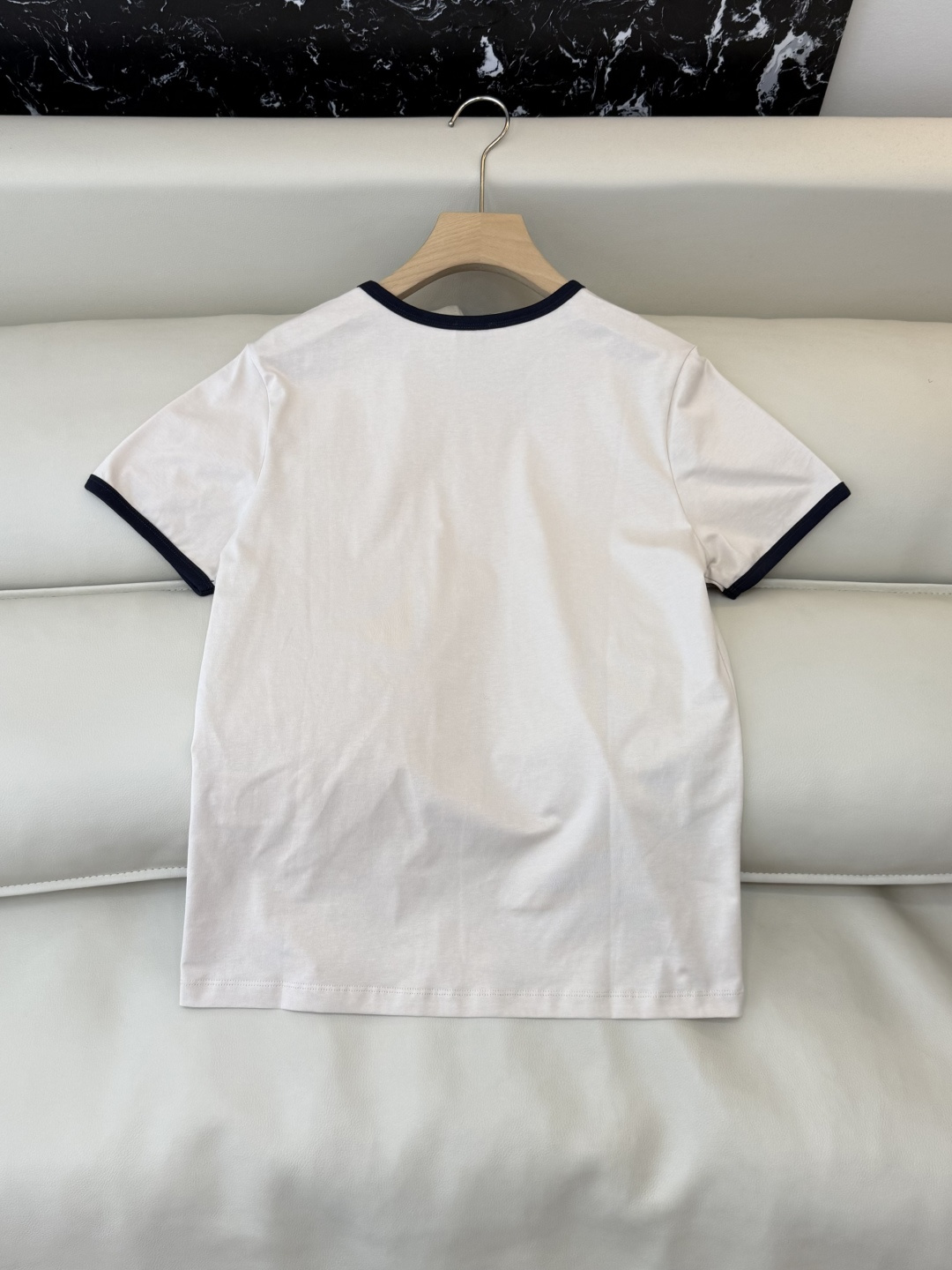 QG0136#新款T恤💕moncler 绣标logo 短袖T恤 米色 藏青色 SML