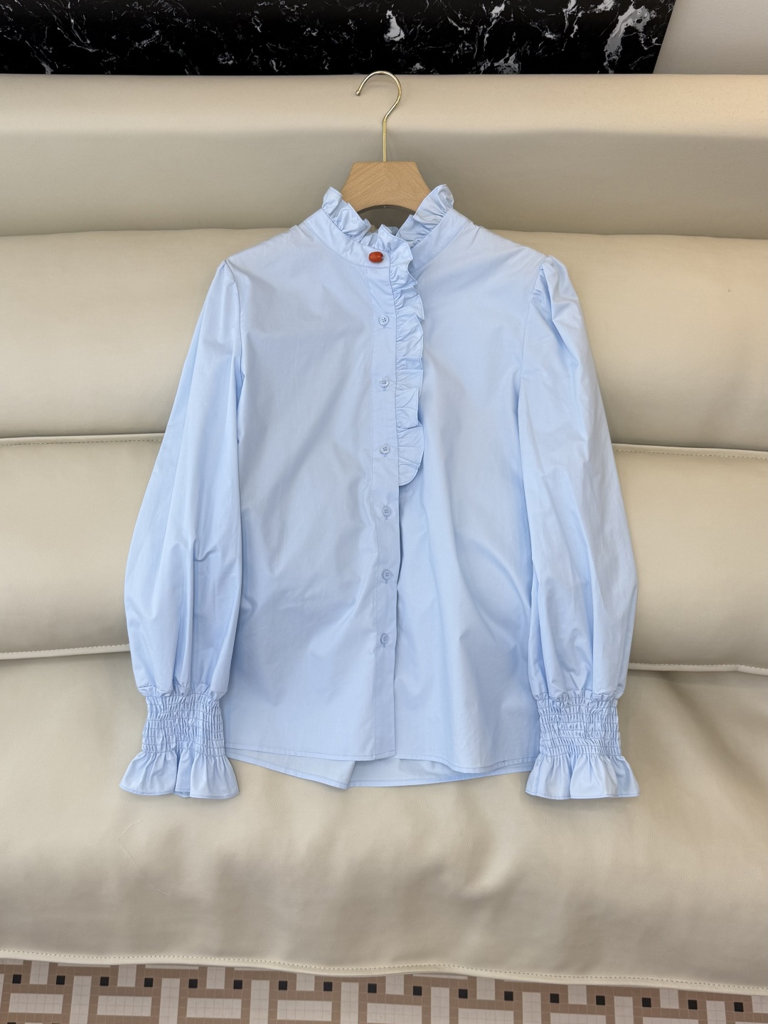 NO:687300,CY090# New Shirt P Colorful Buttons Ruffles Long Sleeve Shirt White Blue Pink SML XL,,shirts,19860909CY090#新款衬衫P 彩色扣子 荷叶边 长袖 衬衫 白色 蓝色 粉色 SML XL,,shirts,,Women's clothing