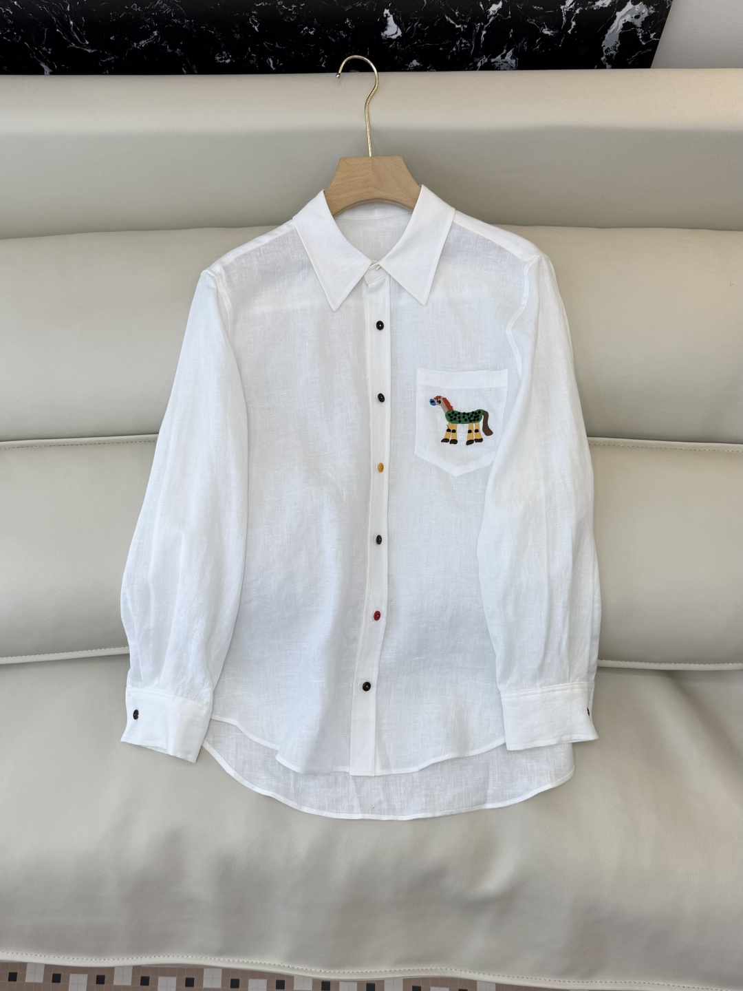 NO:686354,BS1057# New Shirt P Colorful Pony Embroidery Long Sleeve Linen Shirt White SMLXL,,shirts,19860909BS1057#新款衬衫P 彩色小马绣花 长袖 亚麻衬衫 白色 SMLXL,,shirts,,Women's clothing