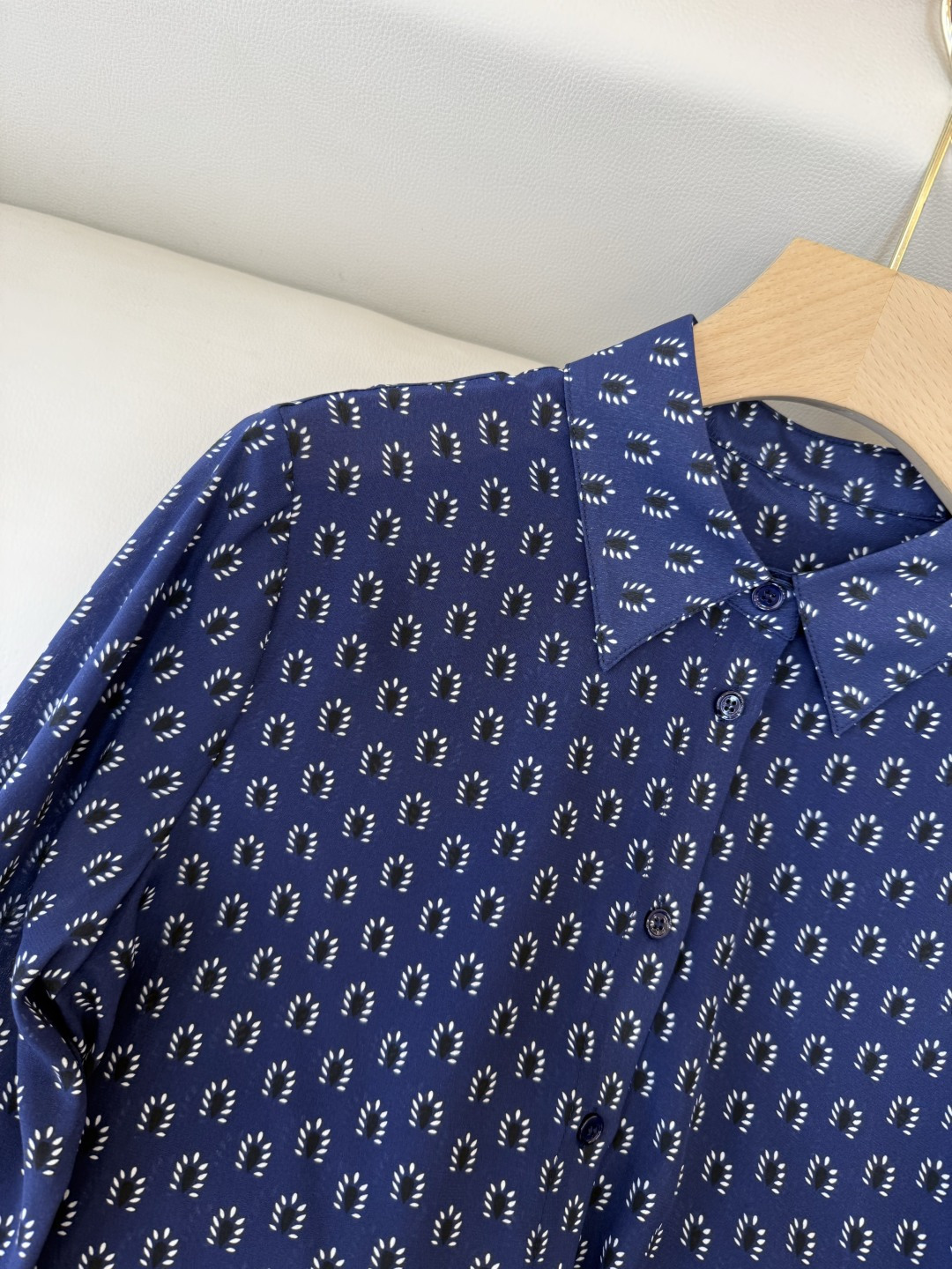 BS1062#新款衬衫💕100% 真丝印花长袖衬衫 SMLXL