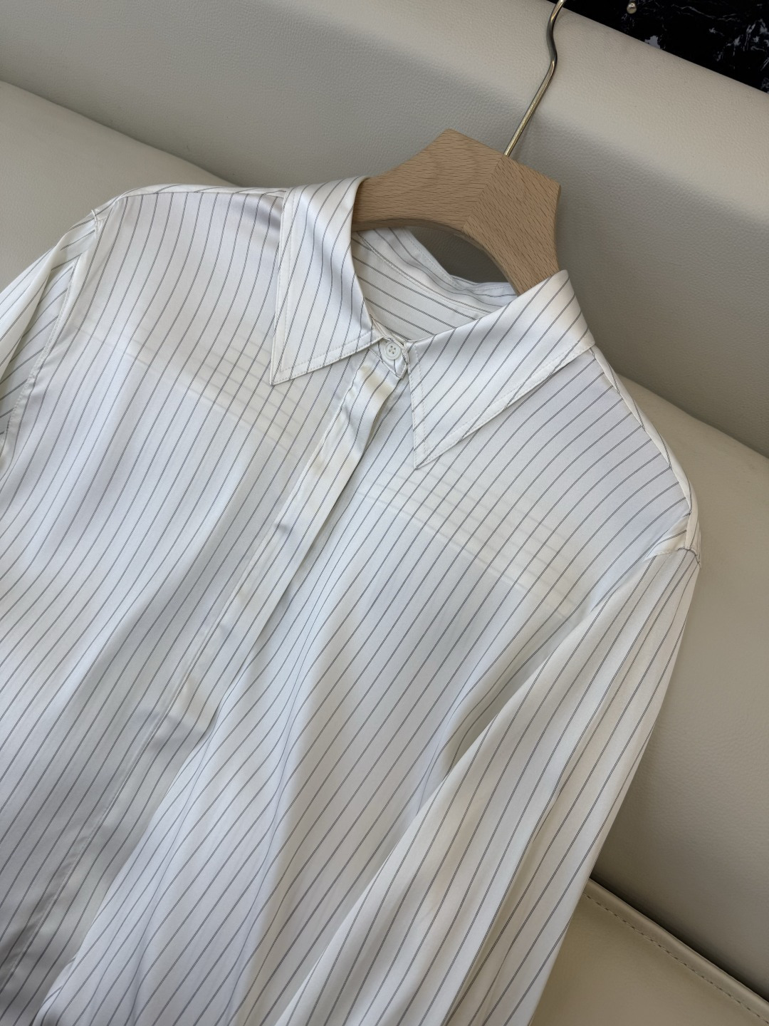 BS1065#新款衬衫💕极简风 92% 真丝印花条纹 长袖衬衫 SMLXL