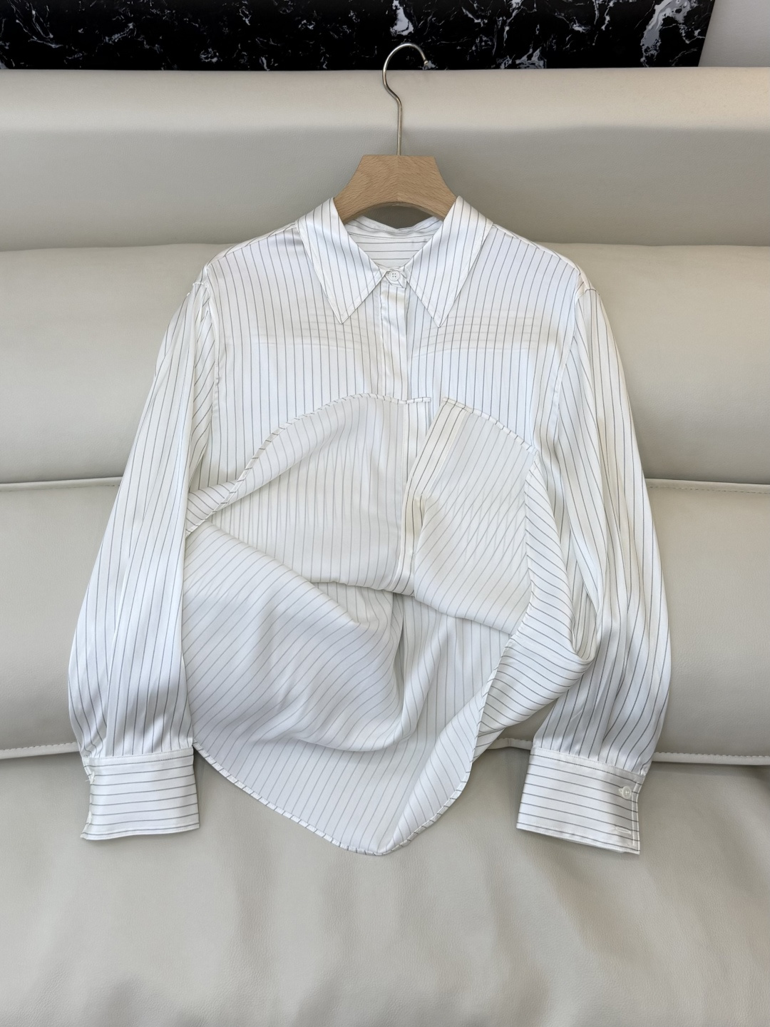 BS1065#新款衬衫💕极简风 92% 真丝印花条纹 长袖衬衫 SMLXL