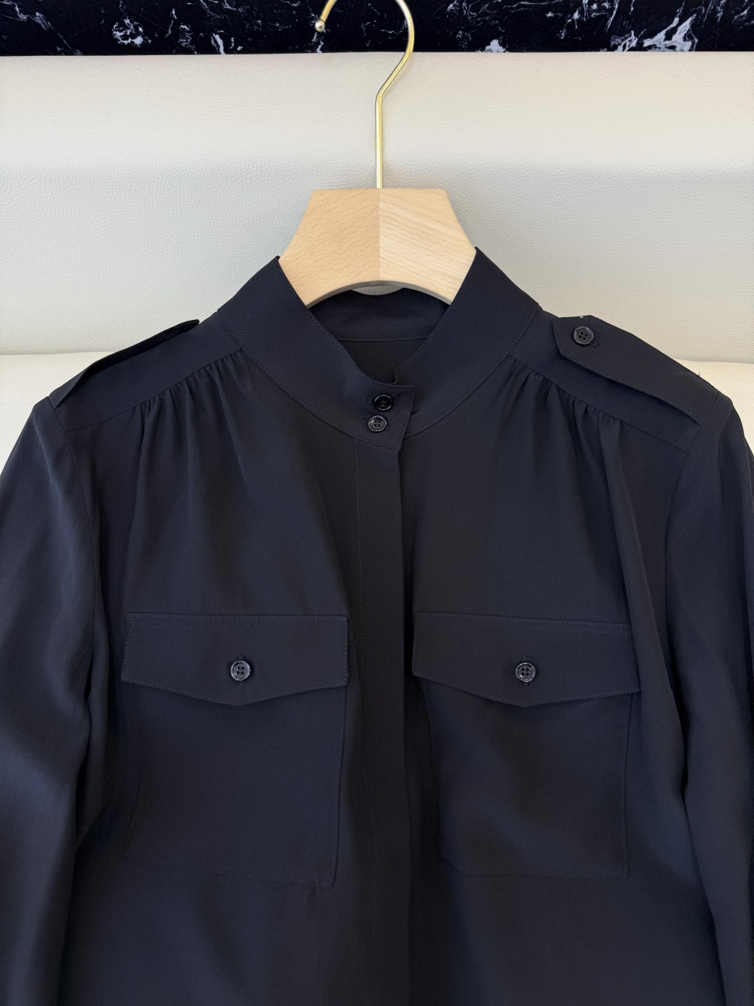 BS1061#新款衬衫💕极简风 100% 真丝纯色 长袖衬衫 黑色 白色 SMLXL