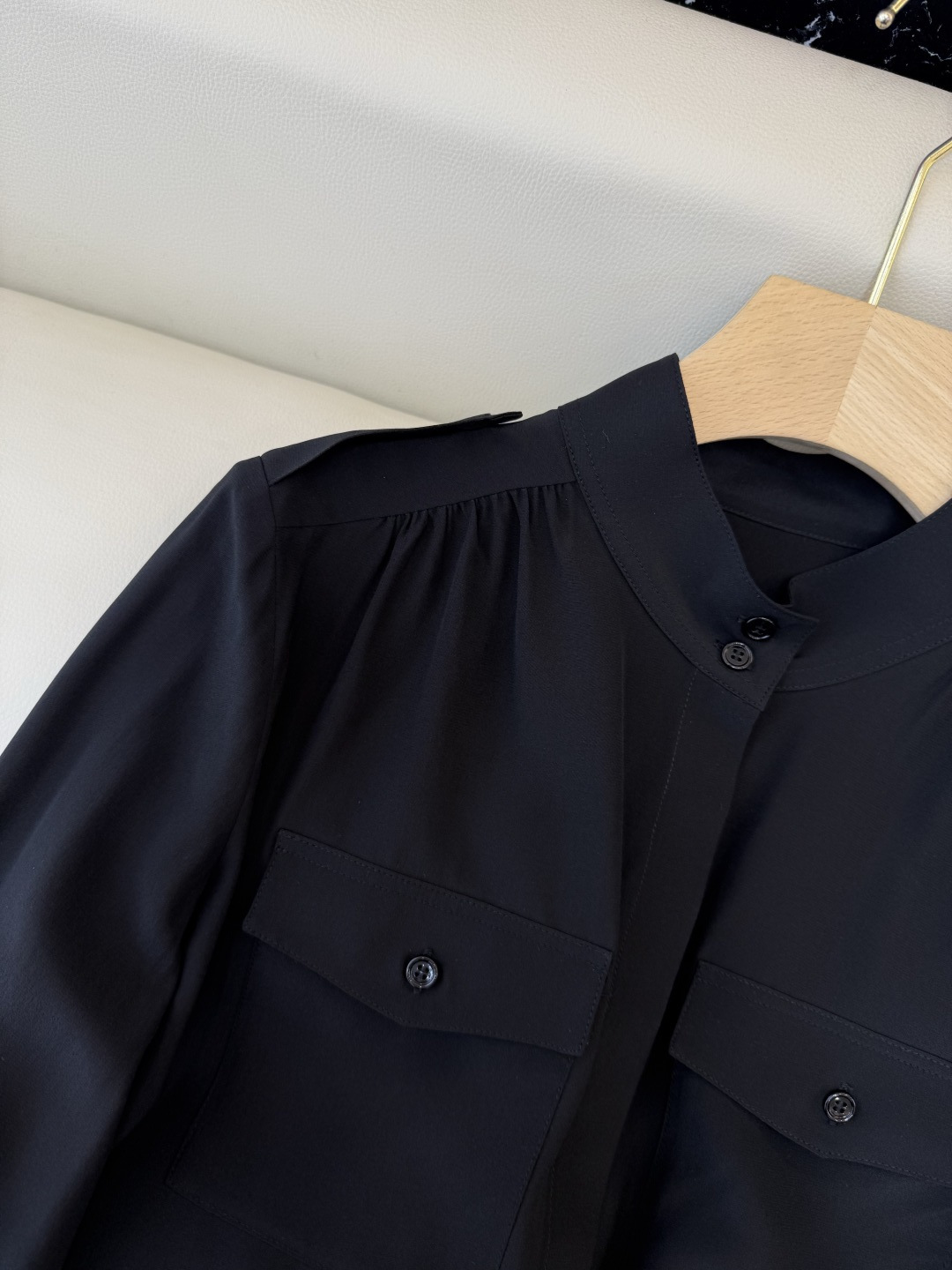 BS1061#新款衬衫💕极简风 100% 真丝纯色 长袖衬衫 黑色 白色 SMLXL