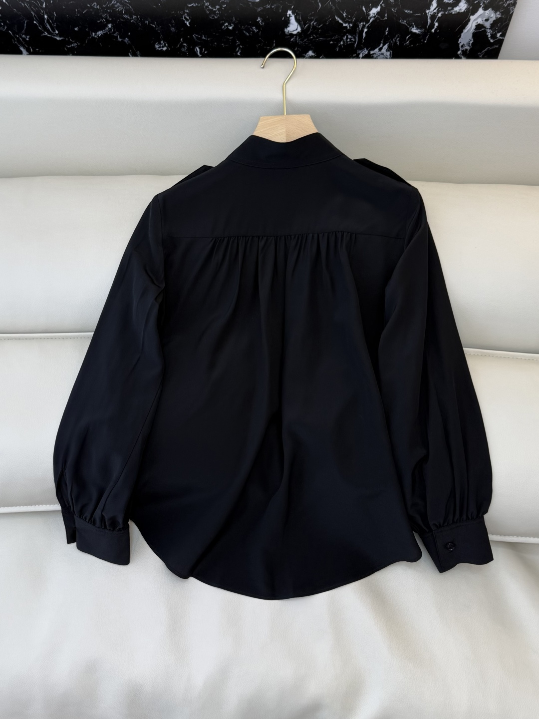 BS1061#新款衬衫💕极简风 100% 真丝纯色 长袖衬衫 黑色 白色 SMLXL