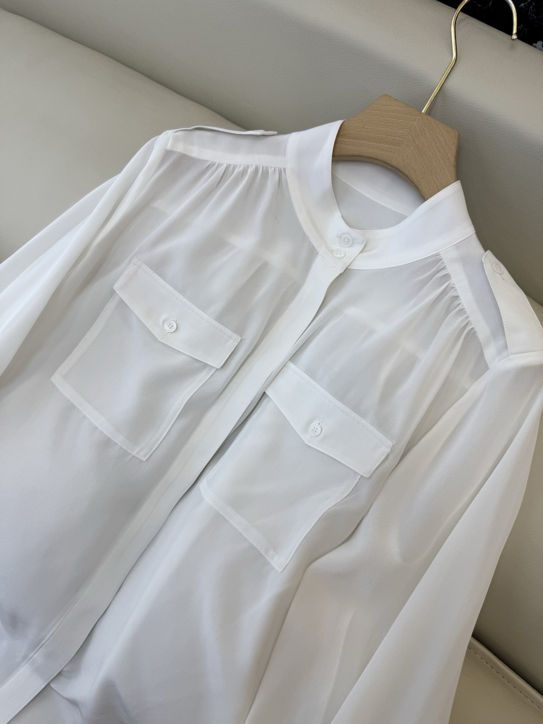 BS1061#新款衬衫💕极简风 100% 真丝纯色 长袖衬衫 黑色 白色 SMLXL