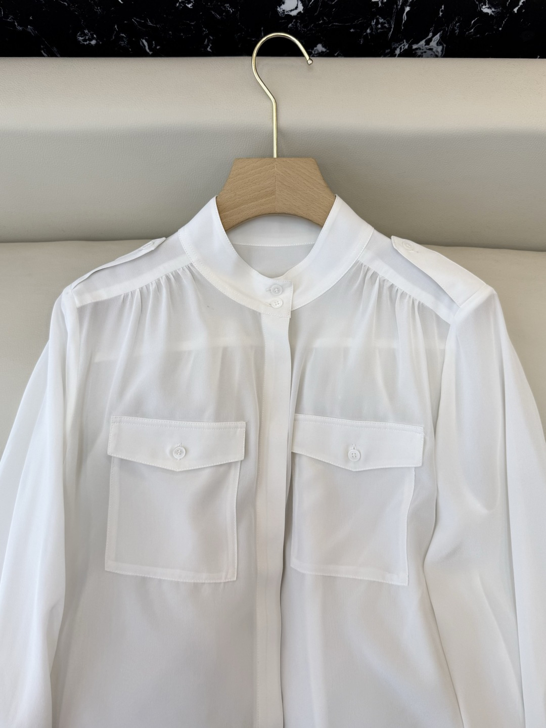 BS1061#新款衬衫💕极简风 100% 真丝纯色 长袖衬衫 黑色 白色 SMLXL