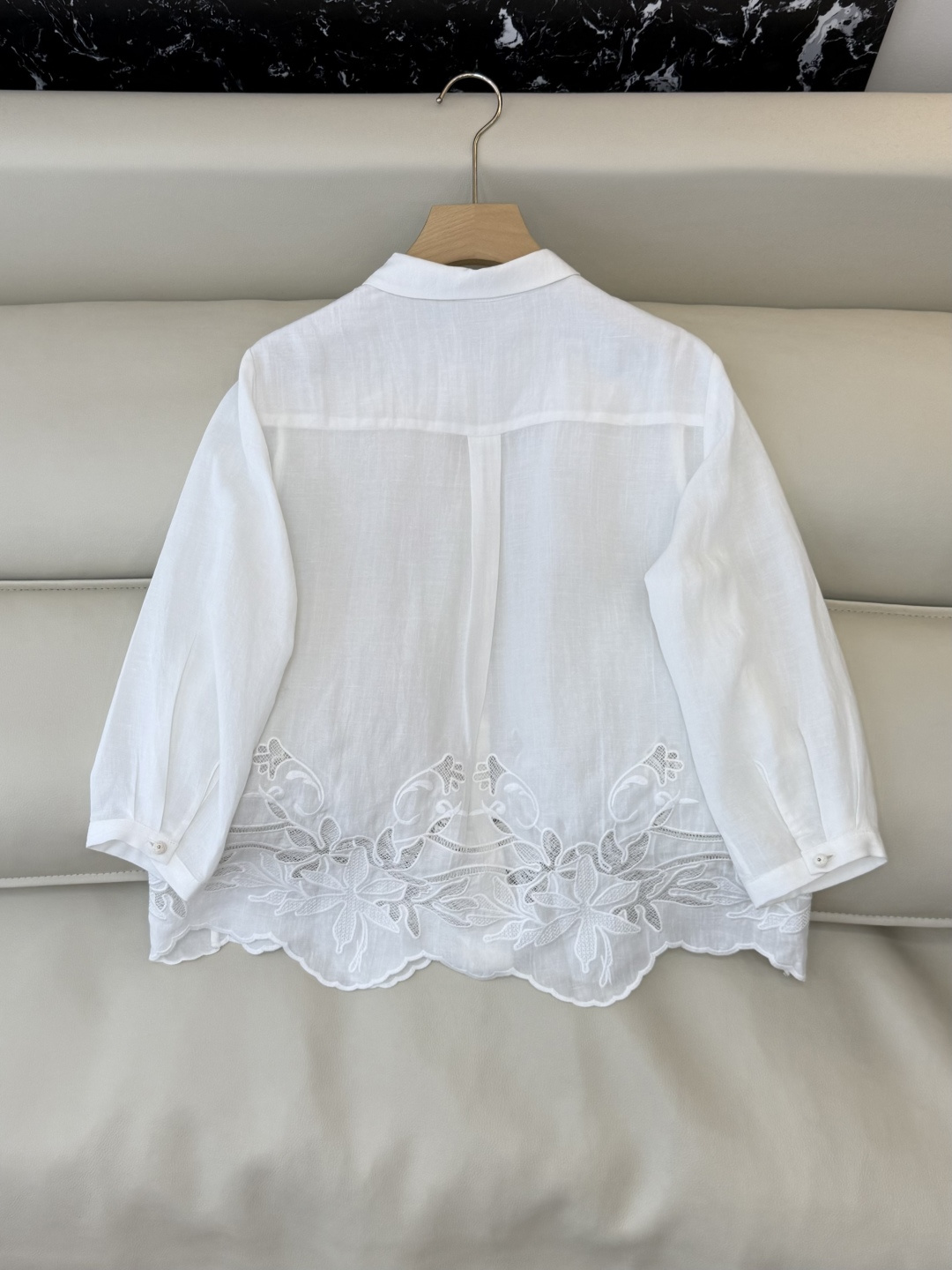 SY003#新款衬衫‼️zimm* 30% 亚麻 镂空刺绣衬衫 白色 SMLXL