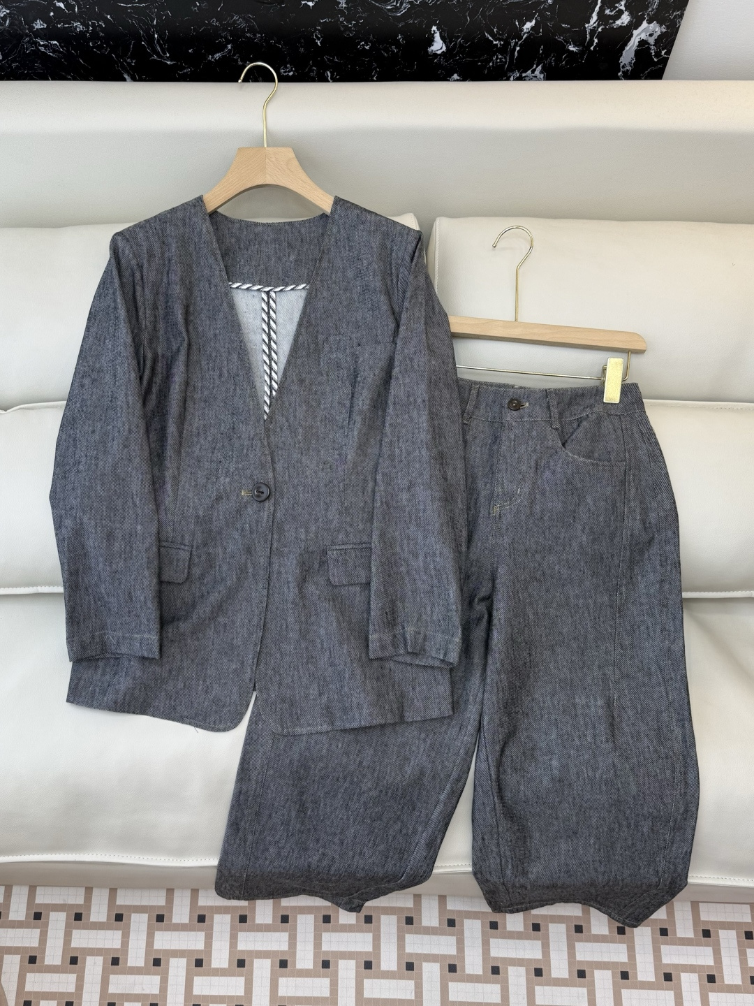 NO:694049,SY007+009# New Suit BC 37 Linen Long Sleeve Jacket and Pants Suit Gray SML XL,,jackets & coats,19860909SY007+009#新款套装 BC 37亚麻长袖外套长裤套装 灰色 SML XL,,jackets & coats,,Women's clothing