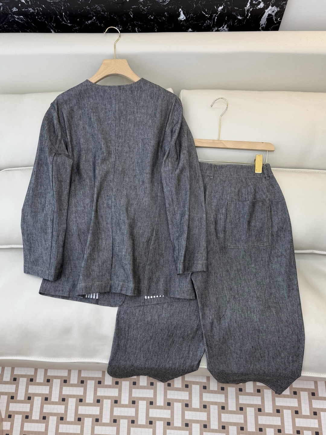 SY007+009#新款套装‼️BC 37%亚麻长袖外套➕长裤套装 灰色 SML XL