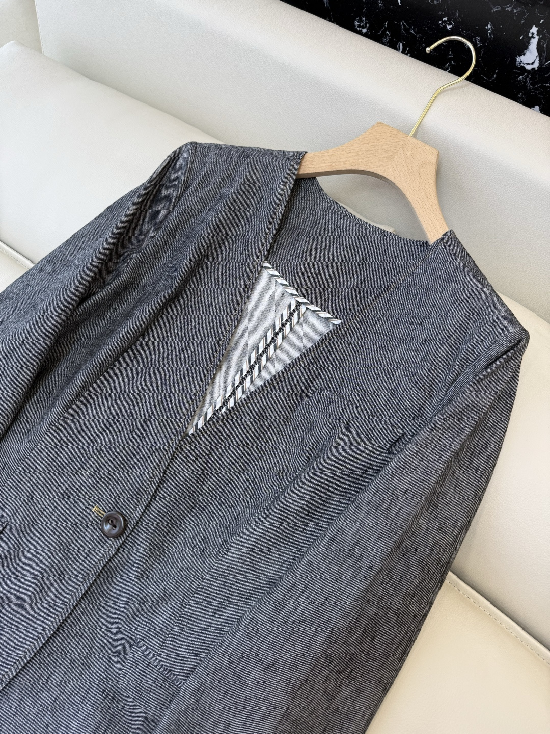 SY007+009#新款套装‼️BC 37%亚麻长袖外套➕长裤套装 灰色 SML XL