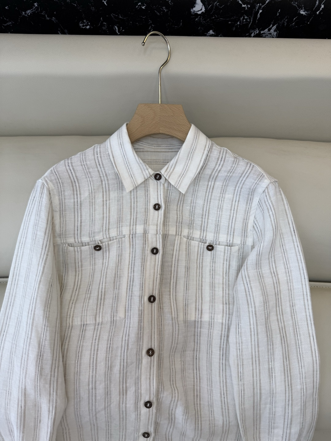 SY005+004#新款套装‼️BC 95% 亚麻长袖衬衫➕长裤套装 白色 SML XL