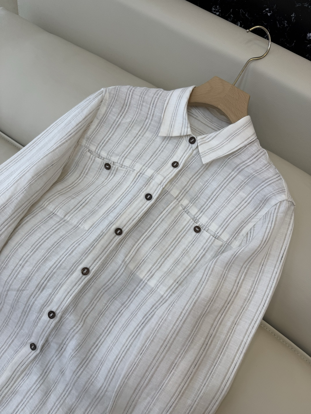 SY005+004#新款套装‼️BC 95% 亚麻长袖衬衫➕长裤套装 白色 SML XL