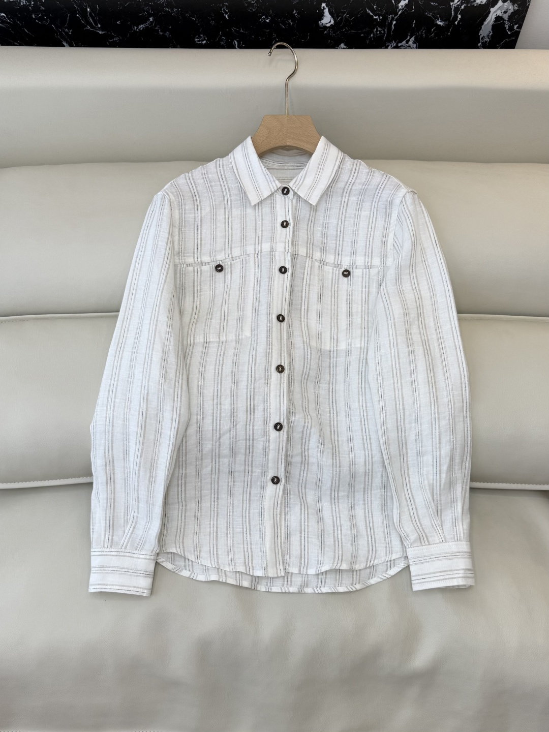 SY005+004#新款套装‼️BC 95% 亚麻长袖衬衫➕长裤套装 白色 SML XL