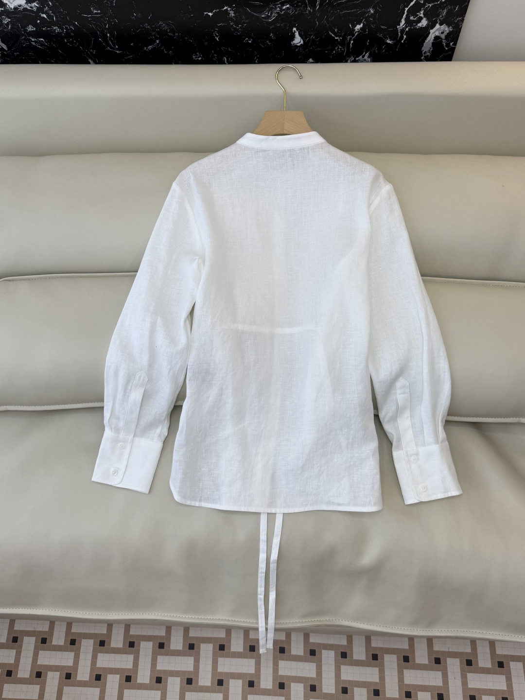 XM002#新款衬衫💕zimm 重工刺绣钉珠 长袖亚麻 衬衫 白色 蓝色 SMLXL