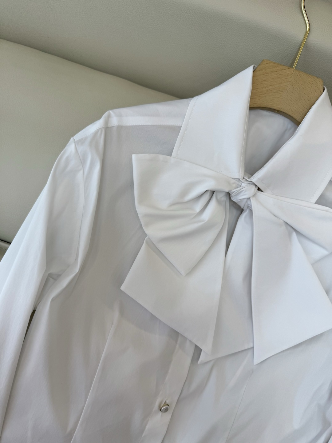 XM001#新款衬衫💕chanel 100% 棉 长袖蝴蝶结衬衫 白色 SMLXL