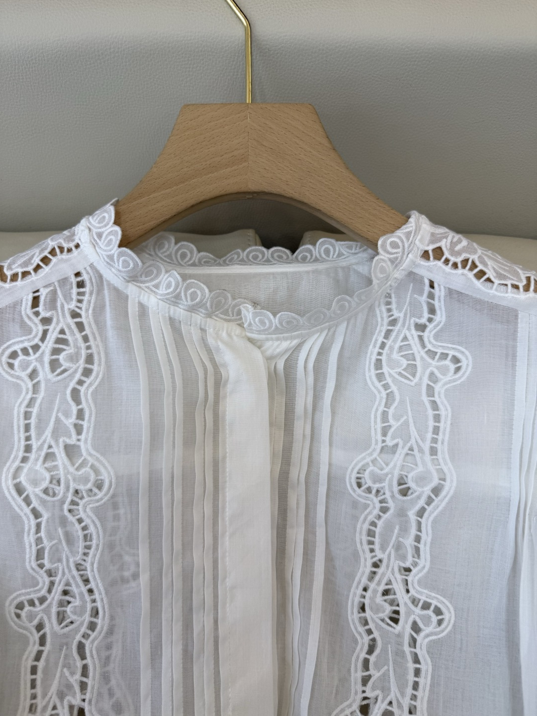 ES003#新款衬衫💕ES 苎麻棉 镂空 绣花 长袖衬衫 ML