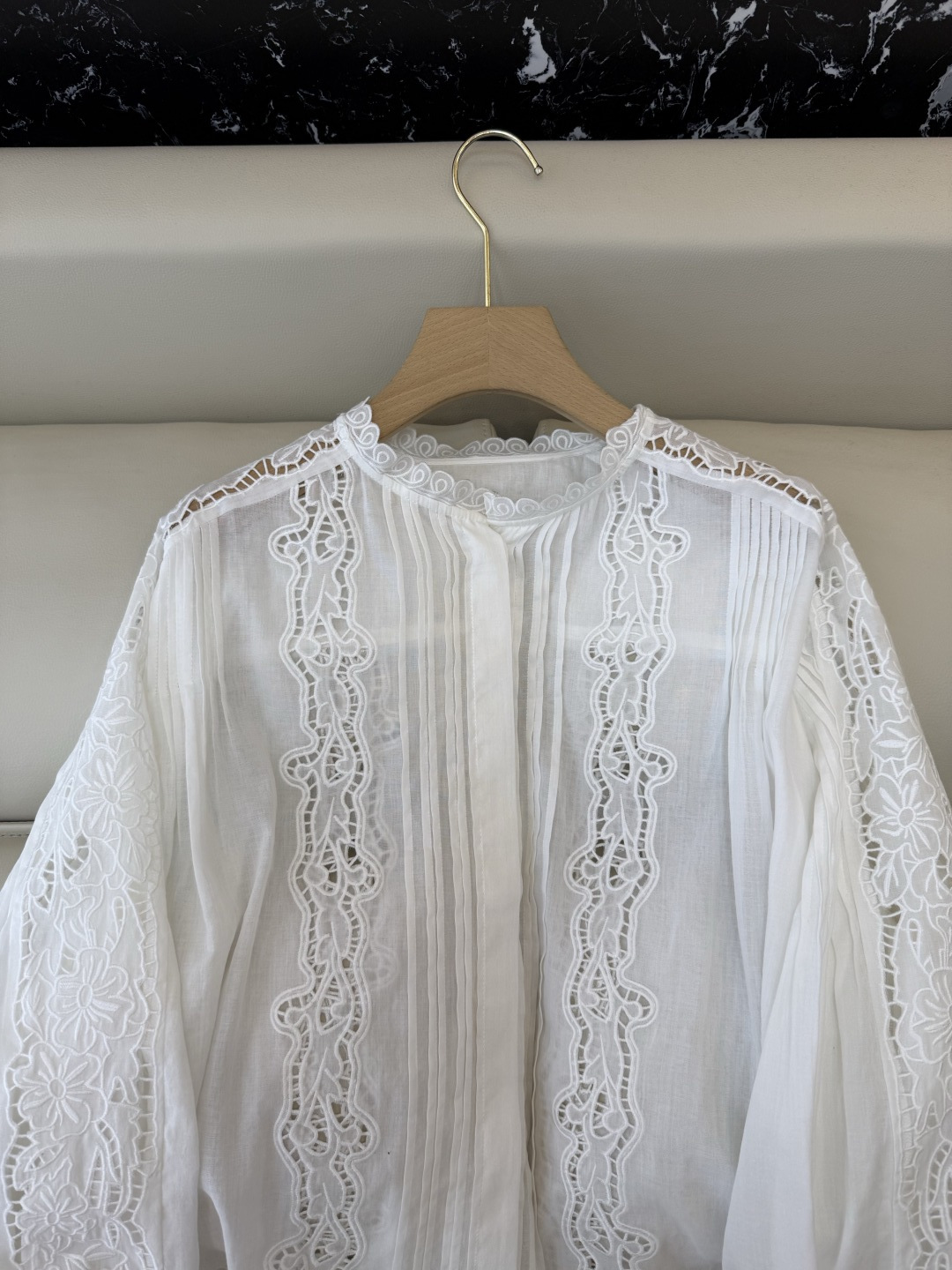 ES003#新款衬衫💕ES 苎麻棉 镂空 绣花 长袖衬衫 ML