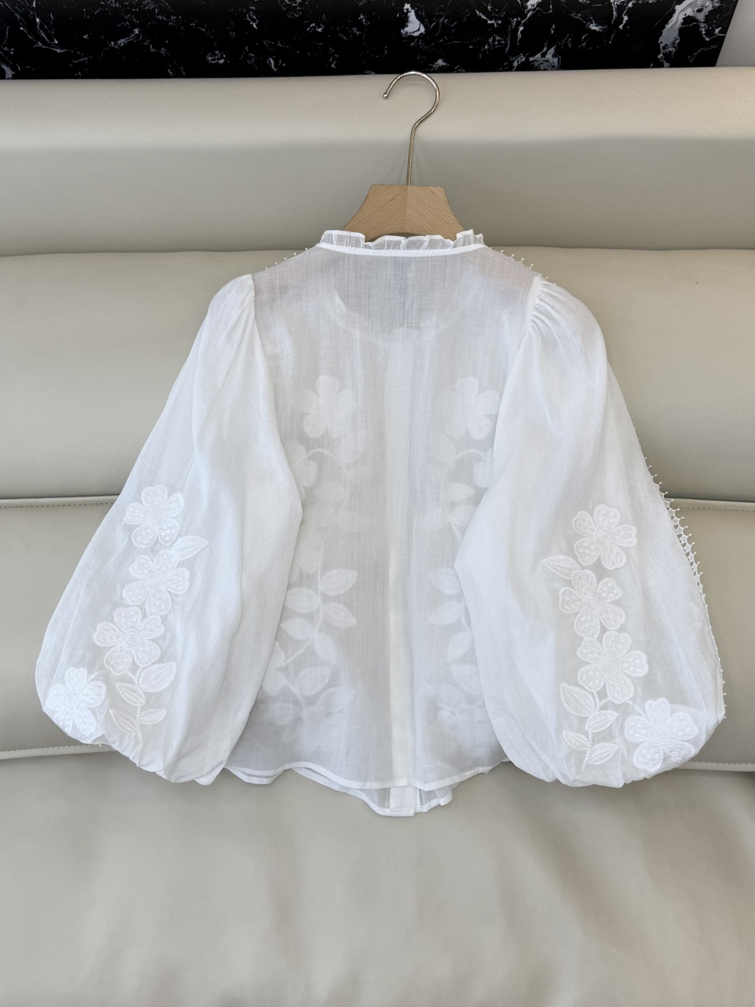 ES002#新款衬衫💕ES 苎麻棉贴布绣花 长袖衬衫 SML