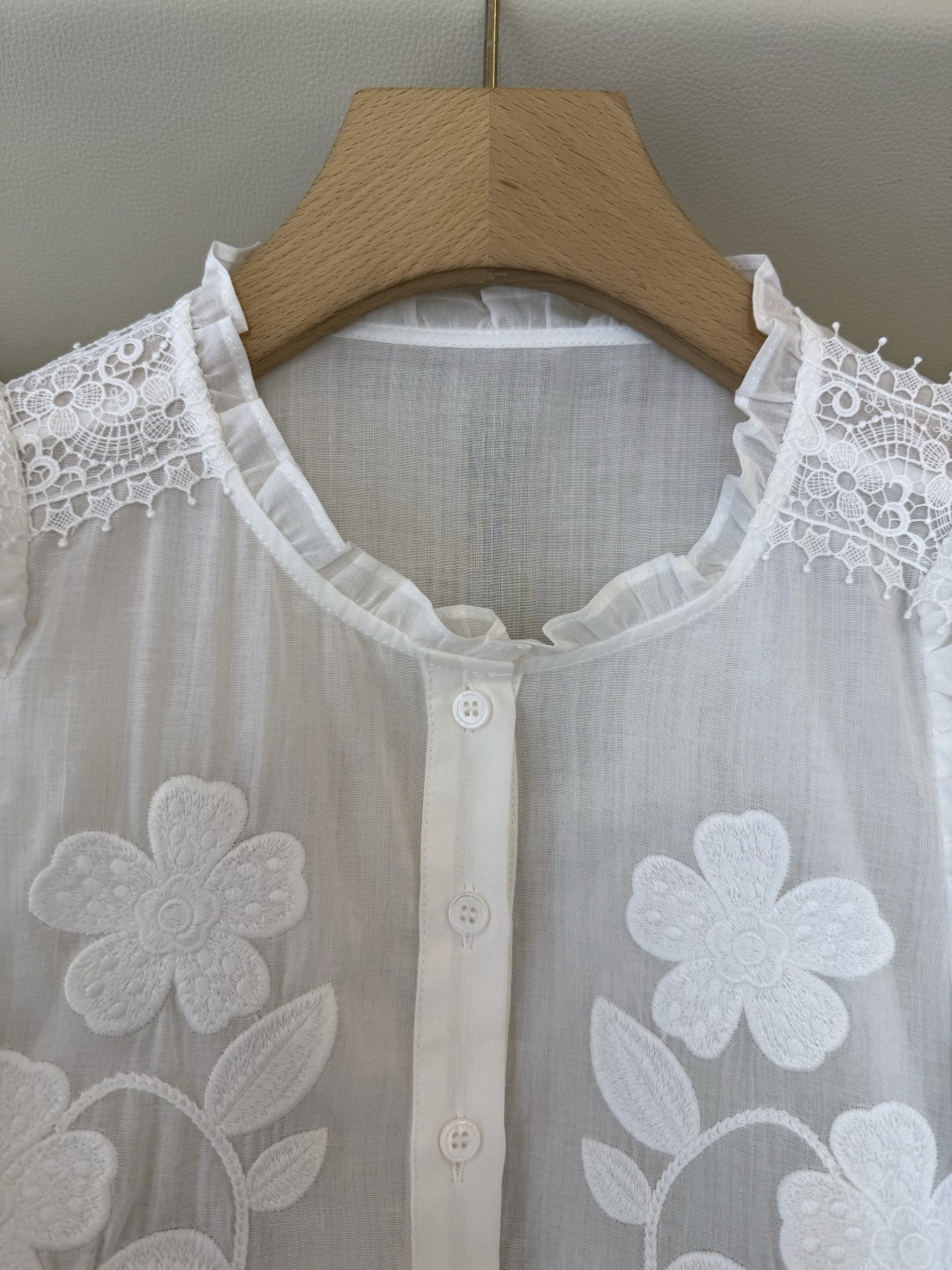 ES002#新款衬衫💕ES 苎麻棉贴布绣花 长袖衬衫 SML